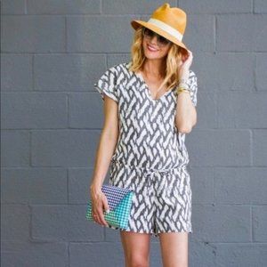J. Crew Ikat Linen Blend Romper